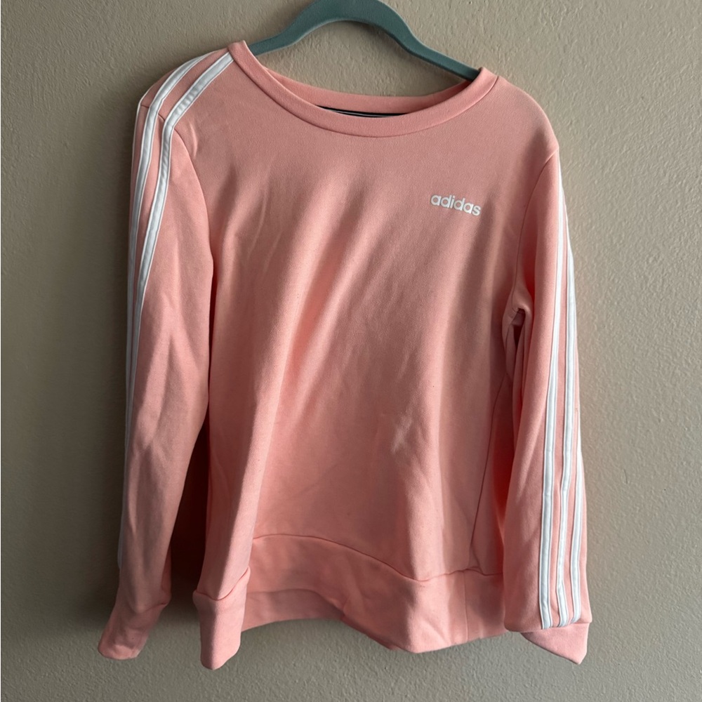 Adidas Pink active wear pullover sweatshirt with side stripes - size small